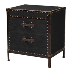 Baxton Studio Laura Vintage Black Canvas 2-Drawer End Table Trunk